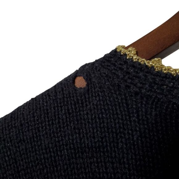 Vintage Holiday Cardigan Sweater Size M Winter Poinsettia Hand Knit Womens - Picture 11 of 14